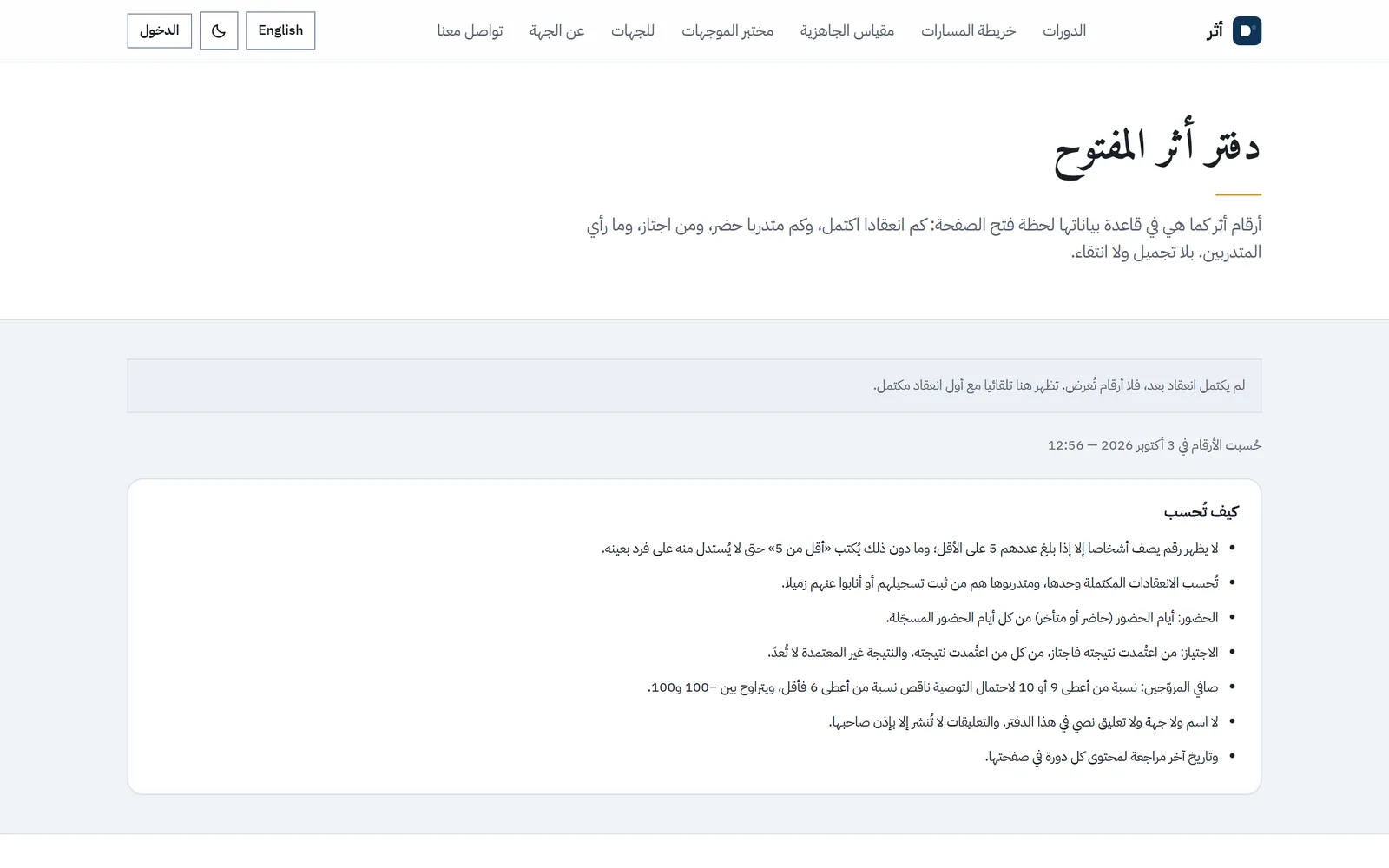 دفتر أثر العلني وقواعد حسابه